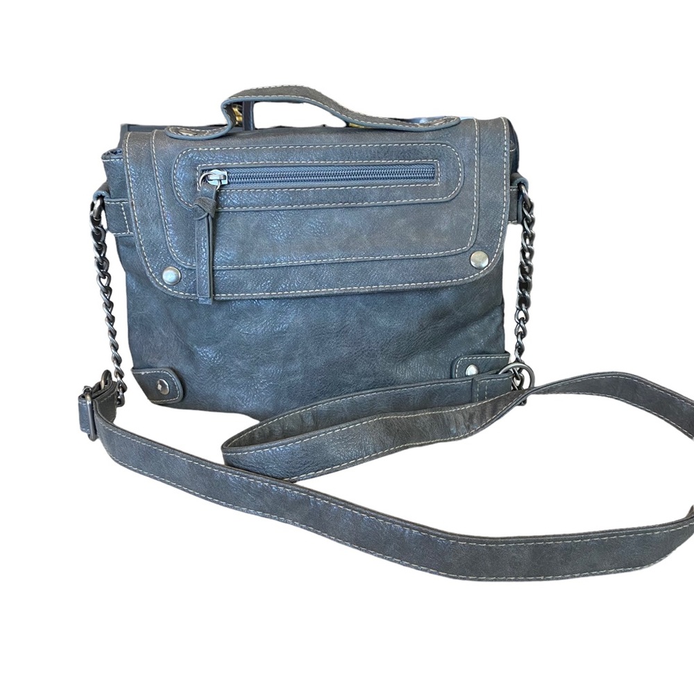 Olsenboye Gray Satchel style vegan leather cross-body purse